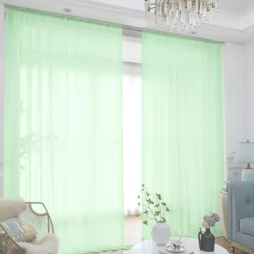 Miniatura 21 de L&TEC Cortinas traslúcidas para la ventana de color beige, 2 paneles de 48x45 pulgadas, con bolsillo básico para la barra de la cortina