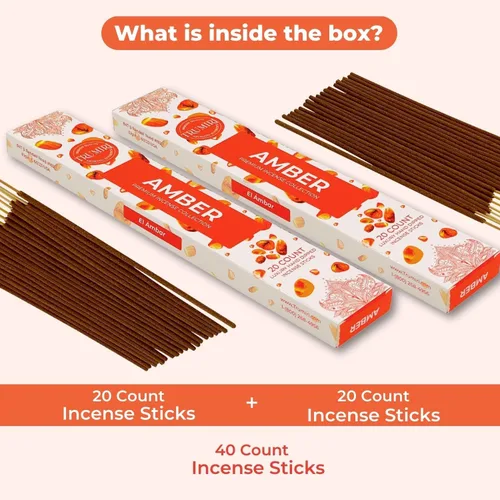 Miniatura 2 de Varillas de incienso ámbar – Total 40 varillas de incienso – Paquete doble de 20 Insense – Inciensos – Inscents – Ingredientes naturales no tóxicos