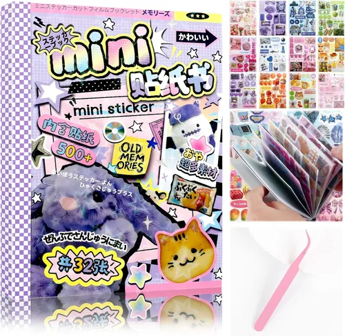 Miniatura 24 de Tmtains 45 hojas de calcomanías japonesas para álbumes de recortes, suministros de diario basura Heisei, más de 800 piezas de calcomanías coreanas