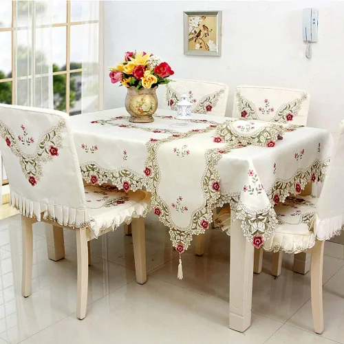 Miniatura 3 de HOLY HOME Camino de mesa navideño 100% poliéster, bordado de encaje, rosa, tela pastoral, decoración del hogar (rosa, 16 x 70 pulgadas)