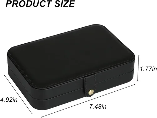 Miniatura 36 de Joyero pequeño, joyero de viaje portátil para mujer, mini organizador de viaje de 2 capas, regalo para mujeres y niñas, negro A
