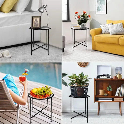 Miniatura 7 de Soporte para plantas para interiores y exteriores, soporte para macetas de 15 pulgadas de alto, soporte redondo de esquina de metal para maceta