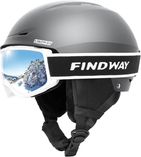 Miniatura 11 de Findway - Juego de Casco de Esquí, Casco de Snowboard con Gafas para Adultos [A Prueba de Golpes] Casco de Deportes de Nieve Seguro y Duradero