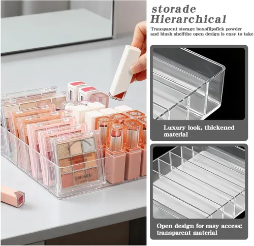 Miniatura 4 de Organizador de Maquillaje para Paleta de Sombras de Ojos y Organizador de Lápiz Labial, Organizador de Paleta de Maquillaje de 7 Secciones Divididas