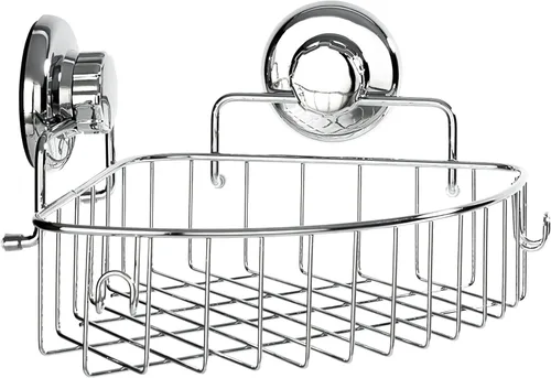 Miniatura 8 de HASKO accessories Organizador de ducha de esquina con ventosa con ganchos, organizador de baño de acero inoxidable, cesta de ducha montada