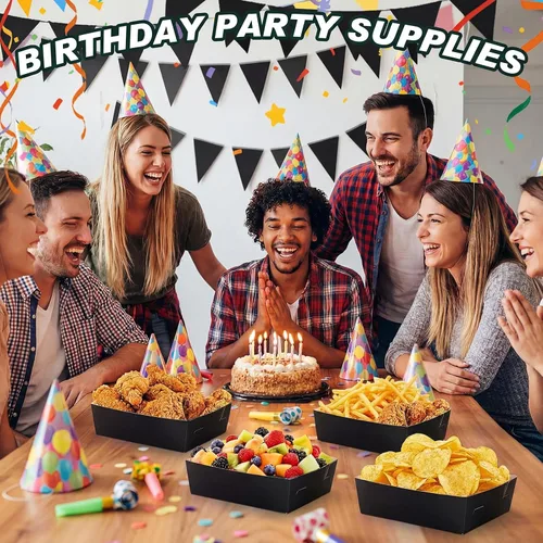 Miniatura 7 de Uiifan 50 bandejas de papel extra grandes de 5 libras desechables para alimentos, barco, nachos, bandejas para servir aperitivos, resistentes a