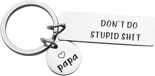 Huiuy Llavero divertido con texto en inglés Don't Do Stupid Shit para adolescentes, hijo, hija, de mamá, papá, humor, sarcasmo, regalo para
