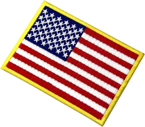 Miniatura 4 de Parches de bandera estadounidense bordados con borde dorado de EE. UU. Estados Unidos de América, uniforme militar, emblema de gancho y bucle