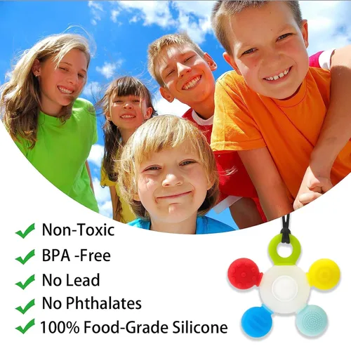 Miniatura 7 de Seeway - Collar masticable sensorial, collar masticable de silicona para niños sensoriales, longitud ajustable, juguetes masticables para autismo