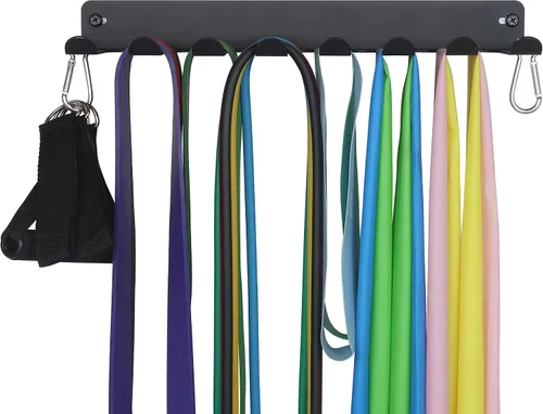 Miniatura 2 de Estante de almacenamiento para gimnasio, soporte de banda de resistencia, soporte de pared, resistente para gimnasio en casa, soporte de 8 puntas