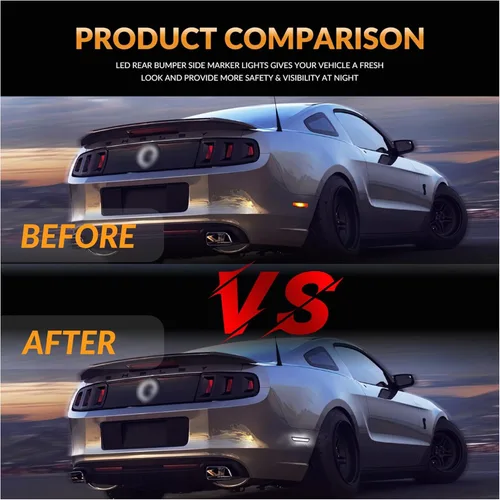 Miniatura 4 de Luces LED de señalización lateral para parachoques trasero, lámparas blancas de guardabarros para 2010-2014 Ford Mustang 2PCS, lente ahumada