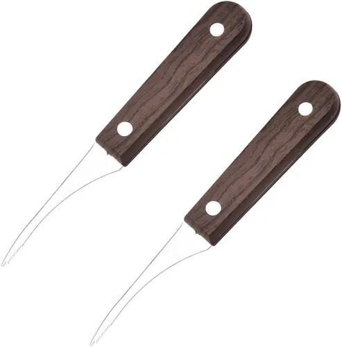 2 piezas de herramienta de acero inoxidable para camarones, pelador de camarones dentados, cuchillo limpiador de camarones para la cocina del hogar