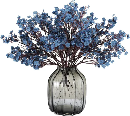 Miniatura 28 de JAKY-Global - Flores velo de novia artificiales, tela de seda, 6 ramos de plantas falsas europeas para decoración de bodas, ramos de tacto real, Azul