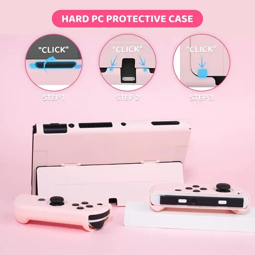Miniatura 6 de RHOTALL Cute Sakura Carrying Case Set for Nintendo Switch OLED,Pink Flower Accessories Bundle for Switch OLED with Hard Case, Screen Protector, 4
