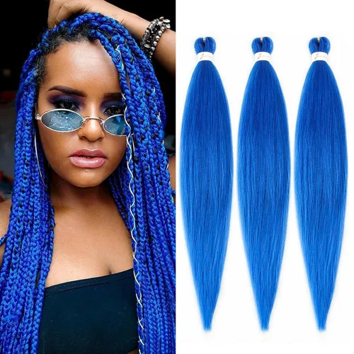 Miniatura 62 de Cabello trenzado marrón preestirado de 30 pulgadas, 3 paquetes de cabello trenzado preestirado de color 30 EZ, textura Yaki, extensiones de cabello
