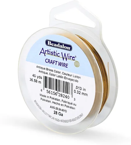 Miniatura 129 de Artistic Wire, alambre para manualidades de calibre 22 bañado en plata, resistente a las manchas, color cobre, blanco, 9,1 m
