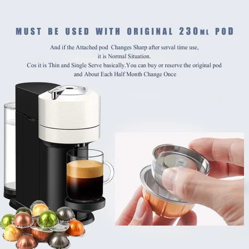 Miniatura 6 de Sesama Cápsula de café de acero inoxidable compatible con VERTUO NEXT y POP New Model & VertuoPlus y Delonghi ENV135S - Soporte para cápsulas