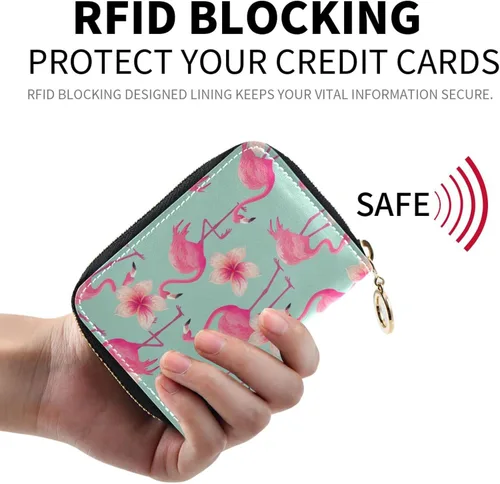 Miniatura 3 de Tarjetero de cuero para mujer, cartera pequeña de piel RFID con cremallera para tarjetas, Multicolor163, Compacto