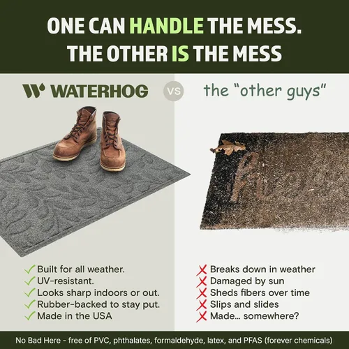 Miniatura 5 de Bungalow Flooring Waterhog - Tapete para puerta, 2 x 3 pies, fabricado en Estados Unidos, duradero y decorativo, antideslizante, interior y Gris