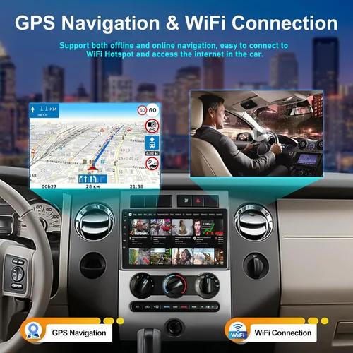 Miniatura 4 de 4G+64G Radio de coche estéreo para Ford Expedition 2007-2014 con CarPlay inalámbrico Android Auto 9 "Pantalla táctil Radio Android 13 Estéreo