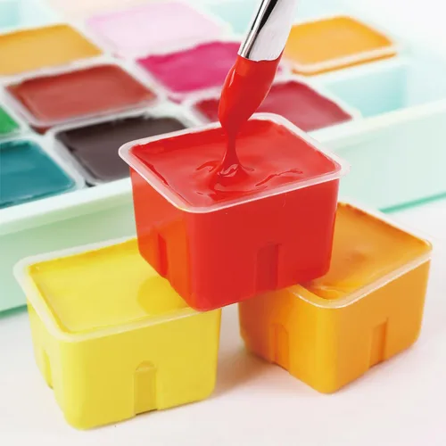 Miniatura 4 de HIMI - Juego de pintura Gouache de 24 colores vibrantes, pinturas no tóxicas, diseño de taza de gelatina con pinceles de pintura de paleta, portátil