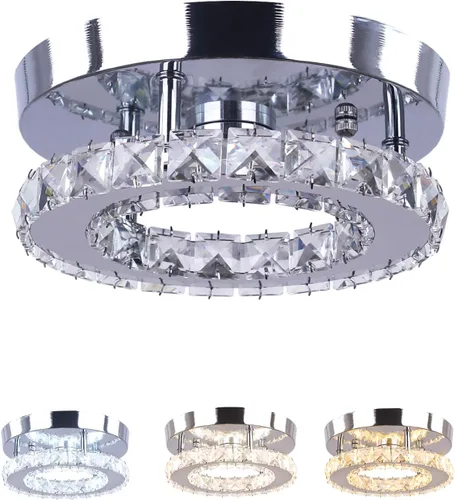 Miniatura 10 de Candelabro Moderno de Cristal de Montaje Empotrado de Dos Capas Candelabros de Cristal Accesorio de Lámpara de Techo LED Mini Candelabros