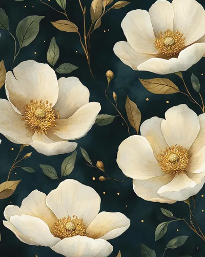 Miniatura 10 de Papel Tapiz Floral Blanco Despegar y Pegar Acuarela Azul/Dorado Flores Papel de Contacto Papel de Pared Moderno Impermeable Autoadhesivo