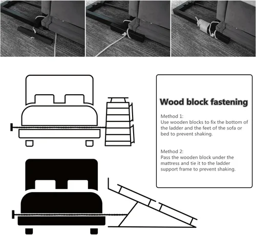 Miniatura 6 de Rampa para Mascotas Plegable Portátil de Madera para Perros y Gatos para Sofá o Cama, Incluye Alfombrilla Antideslizante y Rieles Laterales