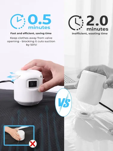 Miniatura 6 de AIDONS Bolsas de viaje al vacío con bomba – Bolsas de compresión al vacío reutilizables, nailon reforzado 420D, resistentes a desgarros
