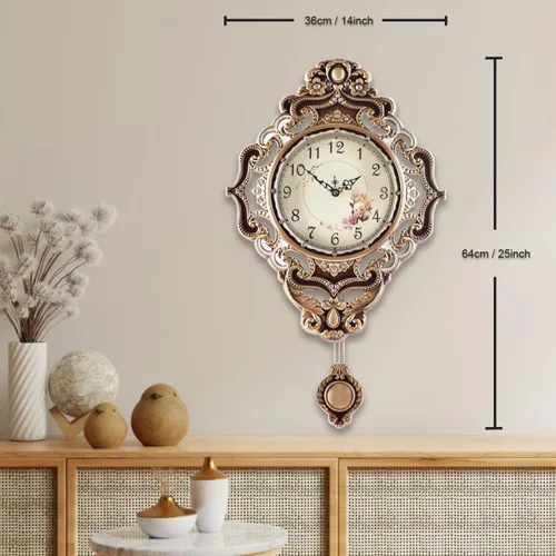 Miniatura 3 de Aero Snail Retro Europeo Reloj de Pared Metal Grande Silencioso Sala Dormitorio Colección Cuarzo Reloj Colgante con Péndulo Móvil Marrón antiguo 14