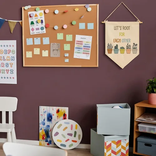 Miniatura 5 de Letrero de pared para aula, regalo para profesores, decoración inspiradora de vuelta a la escuela, bandera de pared con texto en inglés "Let's Root