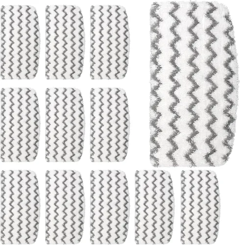 F Flammi Paquete de 12 almohadillas de repuesto de microfibra para trapeador de vapor Shark S1000/S1000A/C/WM/S1001C y S2001 con tiras de fregado