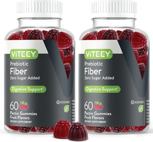 VITEEY Gomitas de fibra prebiótica para adultos, 0.14 oz - Gomitas de suplemento de fibra soluble digestiva y salud intestinal - Cero azúcar