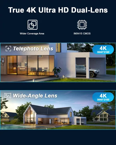 Miniatura 3 de Cámara de seguridad HXVIEW 4K PTZ para exteriores con zoom híbrido rápido de 10X, 355° de panorámica y 90° de inclinación, cámara WiFi de 8MP