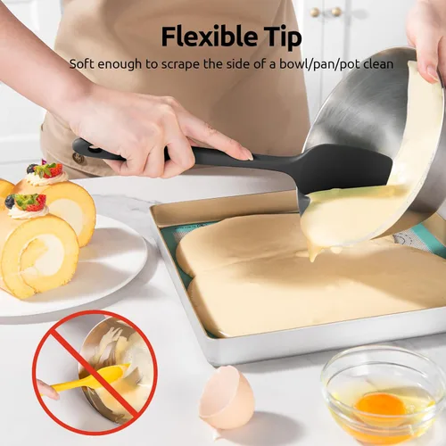 Miniatura 4 de Juego de espátulas de silicona U-Taste con resistencia al calor de 600 grados Fahrenheit (Negro)