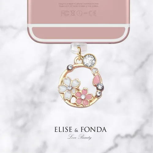 Miniatura 3 de ELISE & FONDA CP85 Puerto de carga USB Anti polvo Plug Little Cherry Blossom Garland Colgante Colgante Teléfono Charm para iPhone 12/11/XS