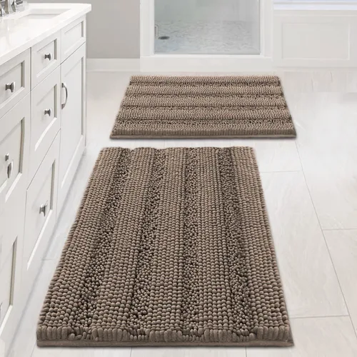 Miniatura 178 de H.VERSAILTEX - Alfombras de baño, juego de 2 piezas, alfombra de contorno para baño, juego de alfombras para inodoro, alfombra antideslizante