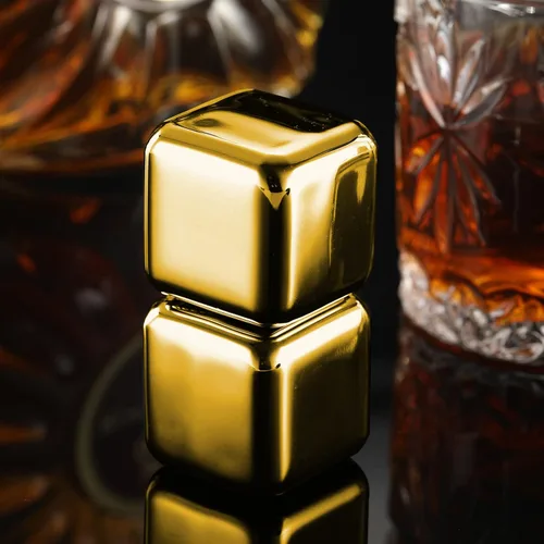 Miniatura 6 de Juego de 2 piedras de whisky grandes de 64 cm³ (4 cu in) – Juego de regalo para hombre – Cubos de esferas de hielo de metal reutilizables de acero