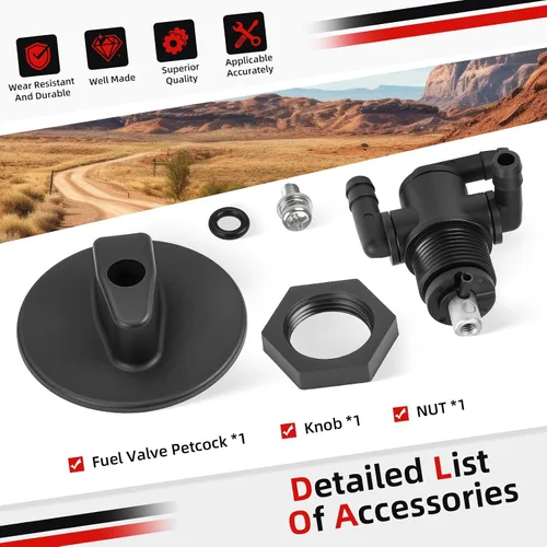 Miniatura 6 de Válvula de depósito de combustible Petcock 3 vías y tuerca de perilla para Polaris Sportsman 335 400 500 600 700 Twin Magnum Trail Boss 325 330 500