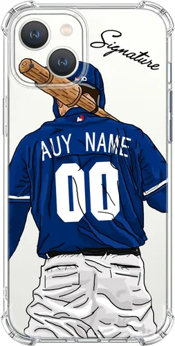 Miniatura 30 de Funda de béisbol transparente con nombre y número personalizados para iPhone 17 Air 16 15 Pro Max 14 13 Mini 12 11 Xs Xr SE3 8 7 6 Plus, con 4
