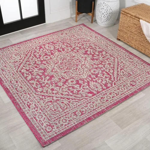 Miniatura 105 de Eyely BMS101D-28 - Alfombra de pasillo con textura de medallón de Santa Mónica Slesi, para interiores y exteriores, estilo costero, bohemio, Gris