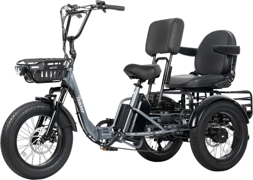 Miniatura 11 de Folding Electric Tricycle for Adults 2 Seater, 20MPH 100 Miles 4" Wide Fat Tire Electric Trike, 3 Wheel Electric Bike 1200W, 48V 20AH Battery
