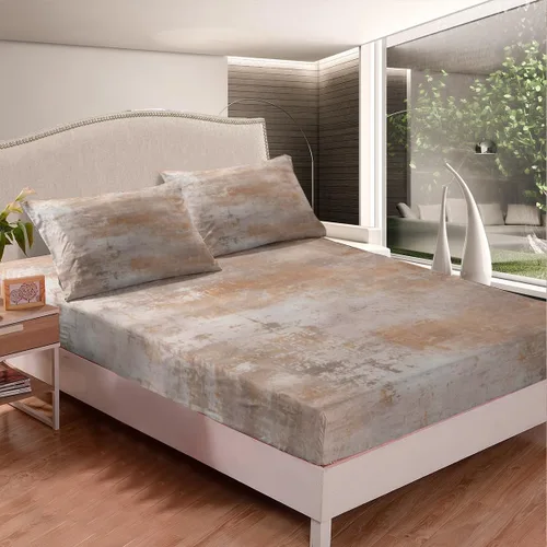 Miniatura 3 de Erosebridal Juego de sábanas tamaño individual con estampado de teñido anudado en acuarela, degradado beige y gris, para niños y adolescentes, juego
