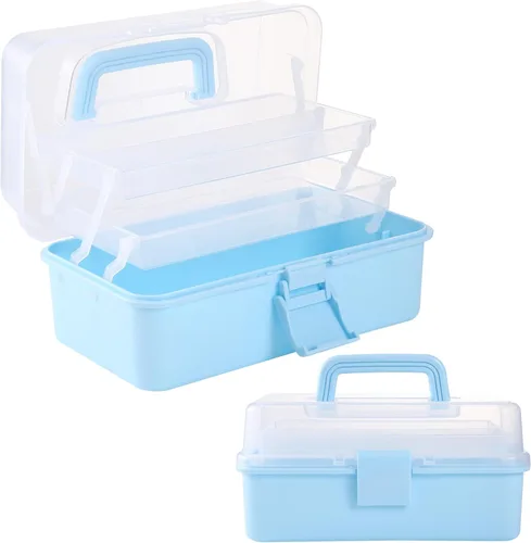 Caja Organizadora Plegable Versátil de Tres Capas de 11(pulg), Ideal para Arte y Manualidades, Juguetes, Suministros de Costura, Joyería y