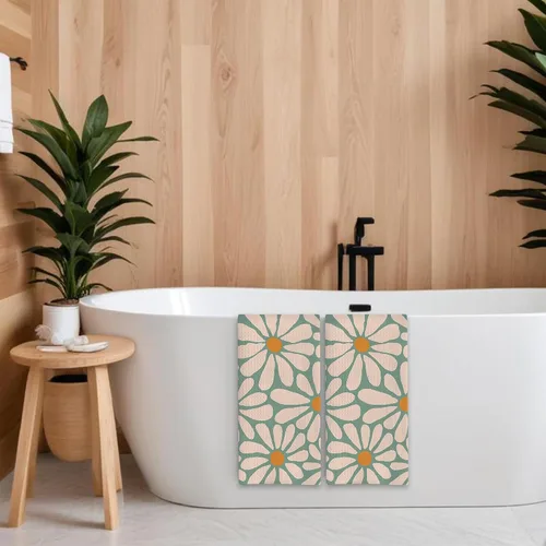 Miniatura 6 de Juego de 2 toallas de mano bohemias con diseño de margaritas y margaritas, juego de 2 toallas de baño absorbentes florales para cocina, cocina