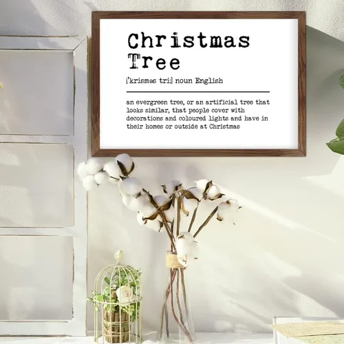 Miniatura 2 de Family Lettering Frame Wood Signs Definitions Christmas Tree Vintage Wall Art Wood Frame Sign Encouragement Farmhouse Wood Sign for Home Door Window
