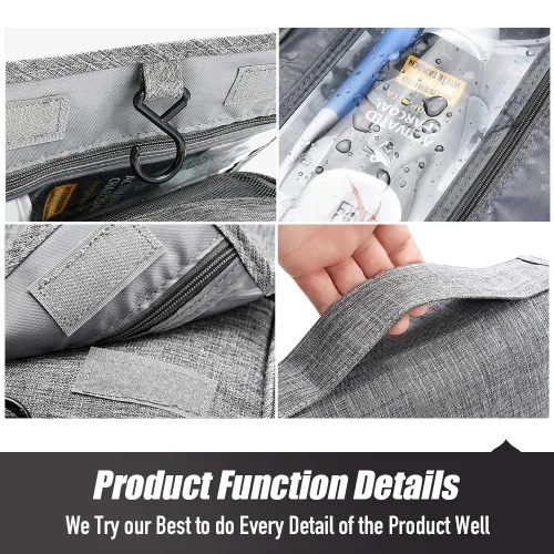 Miniatura 6 de Neceser de viaje colgante, organizador de cosméticos, bolsa de maquillaje portátil para mujeres y hombres con gancho fuerte y bolsillos, bolsa
