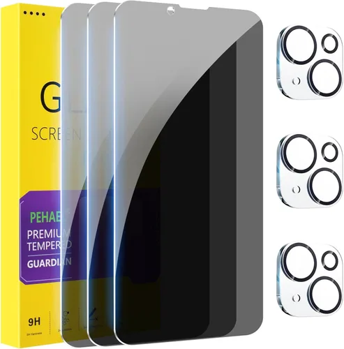 Miniatura 10 de PEHAEL 3+3 Pack para iPhone 17 Pro protector de pantalla de privacidad con protector de lente de cámara, película de vidrio templado antiespía