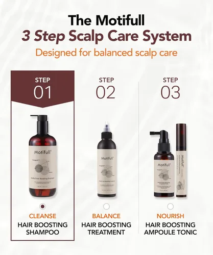 Miniatura 8 de Motifull Champú espesante que aumenta el cabello para un cabello de aspecto adelgazante Biotina, cafeína y TrinogeniX Raíces visiblemente más