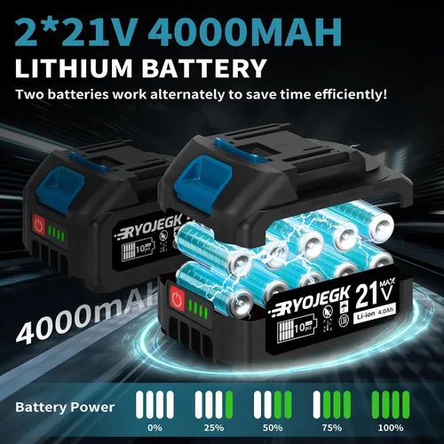 Miniatura 5 de RYOJEGK Mini motosierra sin escobillas de 8 y 6 pulgadas, 2 x 4.0 Ah de instalación sin herramientas, pequeña motosierra inalámbrica con 4 guía